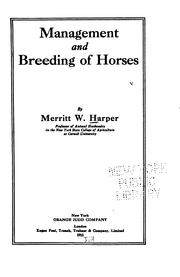 Cover of: Management and breeding of horses