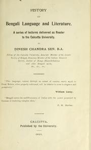 Cover of: History of Bengali language and literature. by Dineshchandra Sen