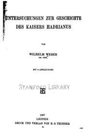 Cover of: Untersuchungen zur Geschichte des Kaisers Hadrianus