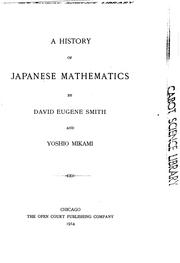 Cover of: A history of Japanese mathematics