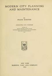Cover of: Modern city planning and maintenance | Koester, Frank