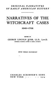 Cover of: Narratives of the witchcraft cases, 1648-1706