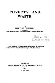 Cover of: Poverty and waste