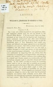 Cover of: Letter of William E. Chandler to George G. Fogg.