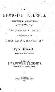 A memorial address, delivered in Library hall, January 11th, 1875, "Founder's day." by Rufus P. Stebbins