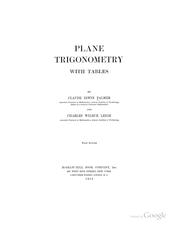 Cover of: Plane trigonometry with tables