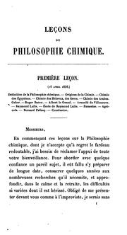 Cover of: Lecons sur la philosophie chimique professées au Collége de France en 1836