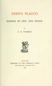 Cover of: Debita Flacco.: Echoes of Ode and Epode