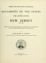 Cover of: Index of economic material in documents of the states of the United States: New Jersey, 1789-1904.
