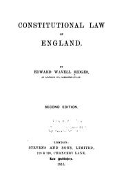 Cover of: Constitutional law of England by Edward Wavell Ridges