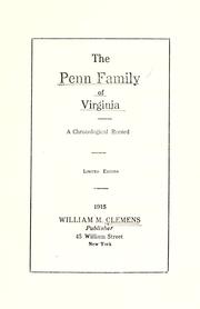 Cover of: The Penn family of Virginia: a chronological record.