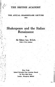 Cover of: Shakespeare and the Italian renaissance
