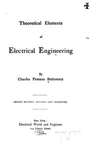 Cover of: Theoretical elements of electrical engineering