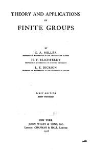Cover of: Theory and applications of finite groups