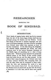 Cover of: Researches respecting the Book of Sindibâd. by Domenico Comparetti