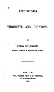Cover of: Religious thoughts and opinions.