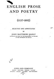 Cover of: English prose and poetry (1137-1892) by John Matthews Manly