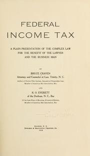Cover of: Federal income tax by Craven, Bruce