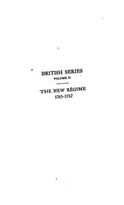 Cover of: The new régime, 1765-1767 by Clarence Walworth Alvord