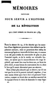Cover of: Mémoires particuliers pour servir a l'histoire de la Révolution qui s'est opéré en France en 1789
