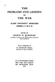Cover of: The problems and lessons of the war ...