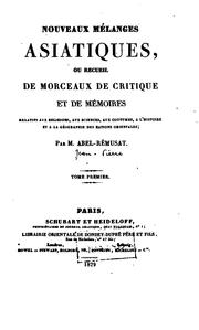 Cover of: Nouveaux mélanges asiatiques by Jean Pierre Abel Rémusat