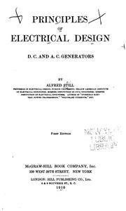Cover of: Principles of electrical design: d. c. and a. c. generators