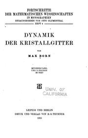 Cover of: Dynamik der kristallgitter