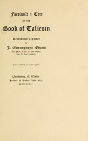 Cover of: Facsimile & text of the Book of Taliesin