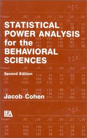 Statistical power analysis for the behavioral sciences by Cohen, Jacob