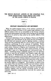 Cover of: Report on the medico-military aspects of the European War from observations taken behind the allied armies in France by United States. Navy Dept. Bureau of Medicine and Surgery.