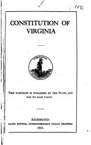 Cover of: Constitution of Virginia. by Virginia.