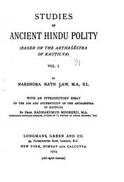 Cover of: Studies in ancient Hindu polity: based on the Arthaṡâstra of Kautilya ...