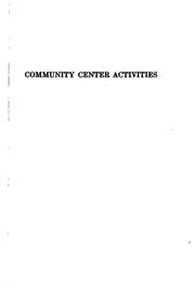 Cover of: Community center activities