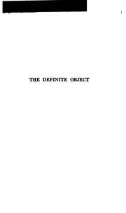 Cover of: The definite object: a romance of New York