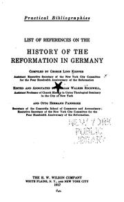 Cover of: List of references on the history of the reformation in Germany