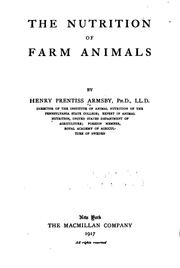 Cover of: The nutrition of farm animals