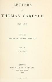 Cover of: Letters of Thomas Carlyle, 1826-1836