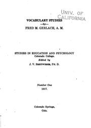 Cover of: Vocabulary studies by Fred M. Gerlach