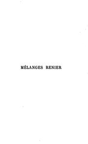 Cover of: Mélanges Renier: recueil de travaux