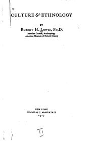 Cover of: Culture & ethnology by Lowie, Robert Harry