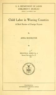 Cover of: Child labor in warring countries by United States. Children's Bureau.