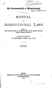 Cover of: Manual of agricultural laws by Massachusetts