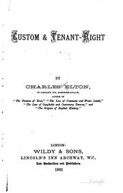 Cover of: Custom & tenant-right