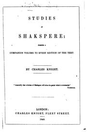 Cover of: Studies of Shakspere: forming a companion volume to every edition of the text.