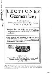 Cover of: The geometrical lectures of Isaac Barrow