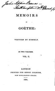 Cover of: Memoirs of Goethe: written by himself