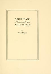 Cover of: Americans of German origin and the war