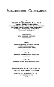 Cover of: Metallurgical calculations | Joseph William Richards