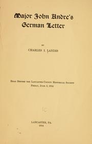 Cover of: Major John Andre's German letter by Charles I. Landis